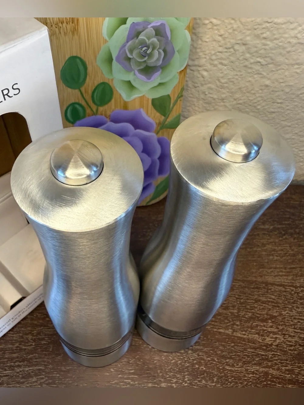 Sur La Table Stainless Steel Electric Salt & Pepper Grinder Set